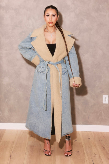 Denim Sherpa Coat